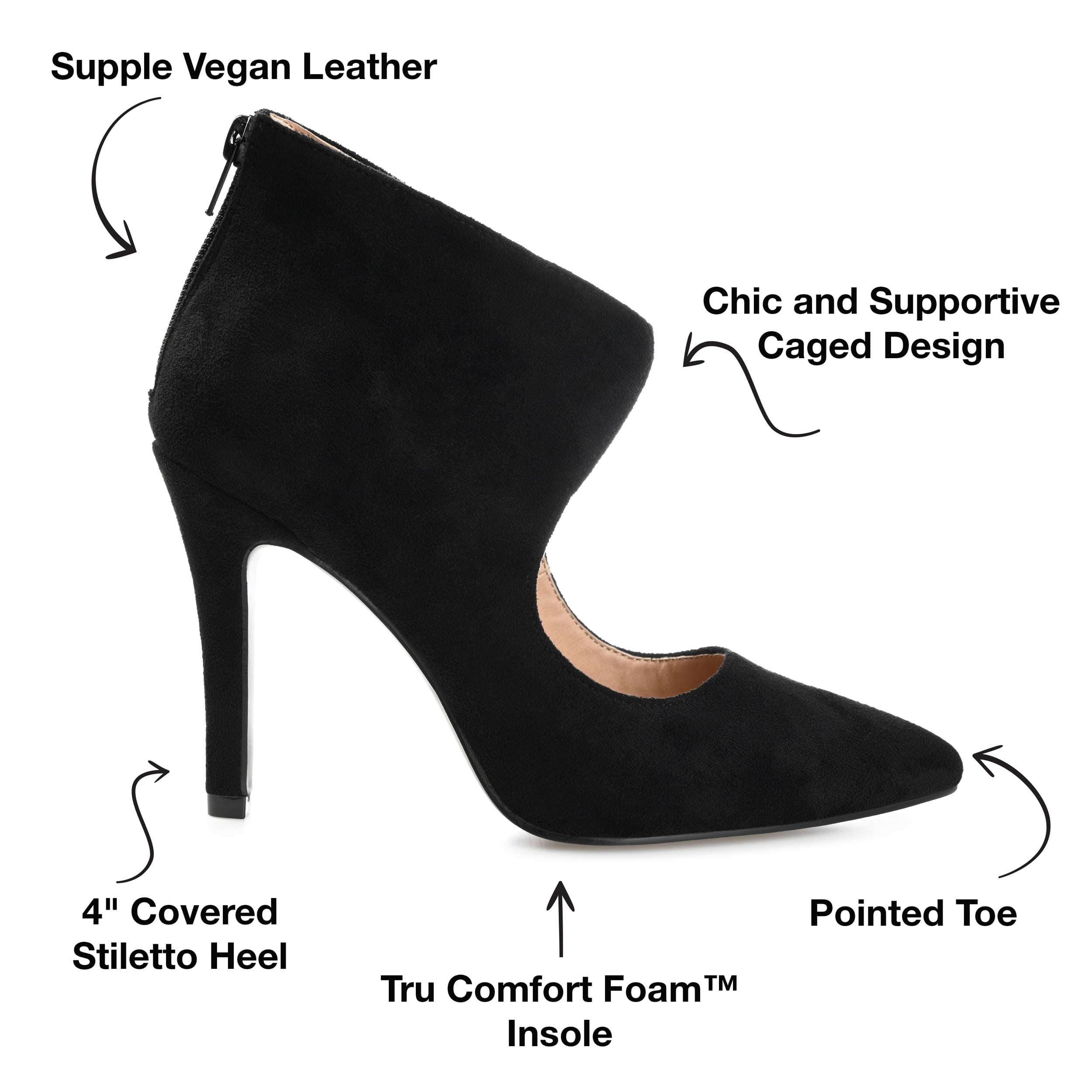 Journee Collection Womens Junniper Back Heel Zip High Stiletto Pointed Toe Pumps