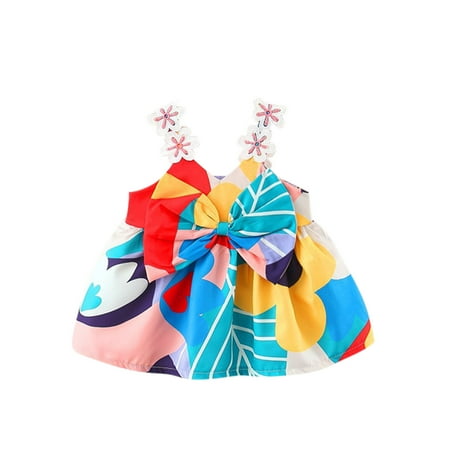 

JDEFEG Floral Midi Dress Kids Toddler Print Girls Baby Suspenders Clothes Outfits Princess Dress Bow Girls Dress&Skirt Girls Jumper Dress Cotton Blend Sky Blue 100