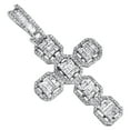thumbnail image 4 of 10K White Gold Round & Baguette Diamond Cross Pendant 1.9" Statement Charm 1 CT., 4 of 6
