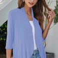 thumbnail image 3 of Cárdigan de verano, cárdigan de color puro, cárdigan ligero e informal para mujer, cárdigans de verano con mangas tres cuartos, verdadera excelencia, 3 of 6