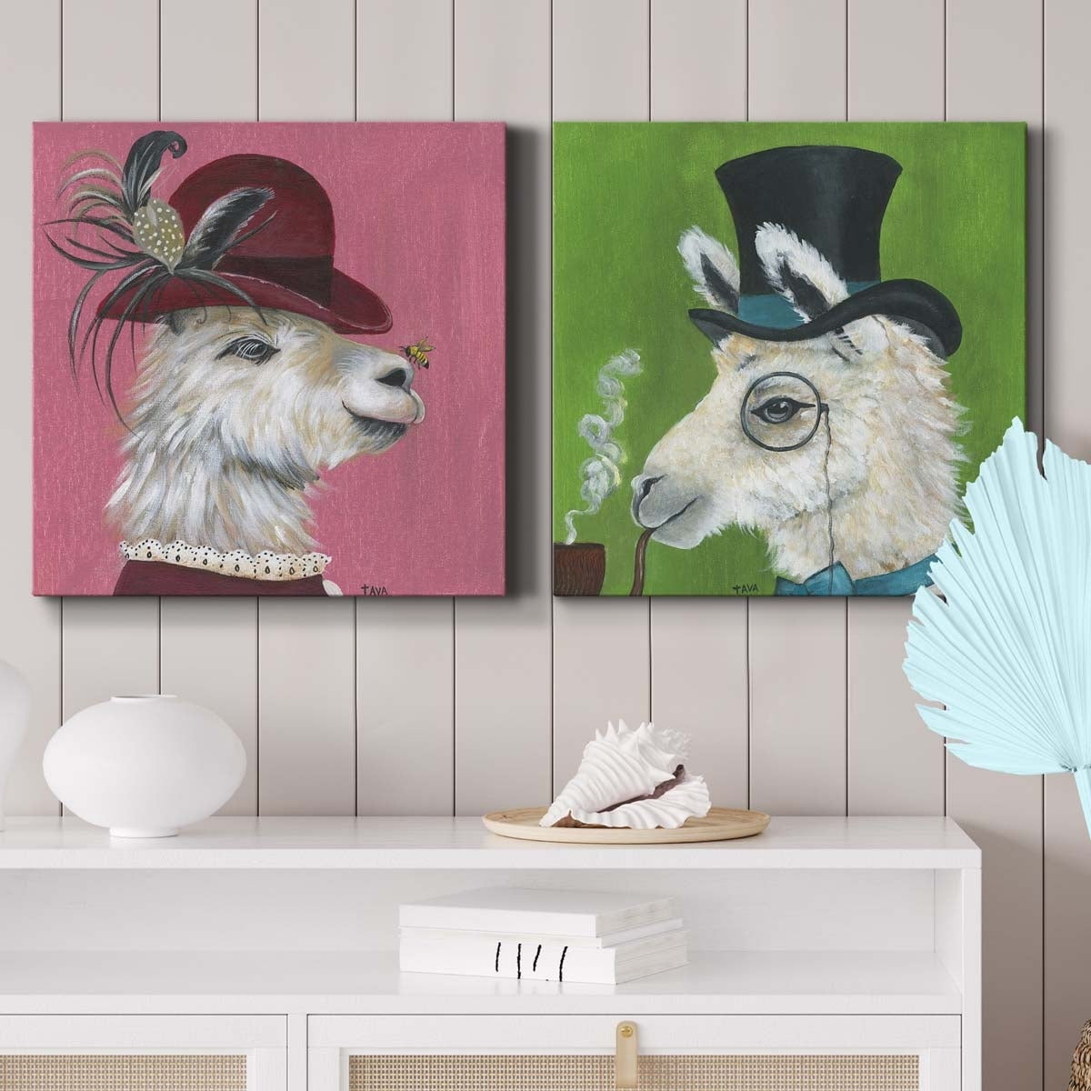 Boho Greenery III - Premium Gallery Wrapped Canvas - Ready to Hang Set of 2 - 32 x 32 Each
