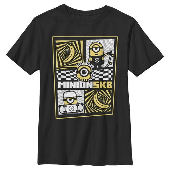 Boy's Despicable Me Minions Sk8 Or Die Graphic Tee Black Large