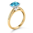 thumbnail image 3 of Gem Stone King 10K Yellow and White Gold Swiss Blue Topaz Soitaire Engagement Ring for Women (2.30 Cttw, Cushion 8MM, Gemstone November Birthstone, Available in Size 5, 6, 7, 8, 9), 3 of 4