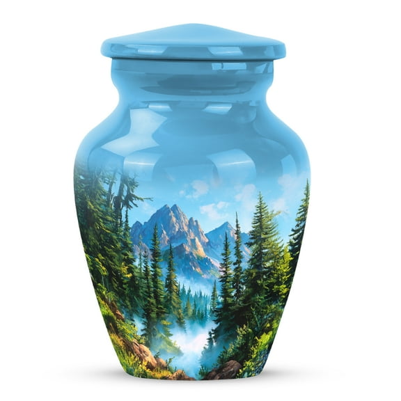 MUKTIVE Mountain Funeral Urn for Human Ashes Adult Male, Tree Women Cremation Decorative Urns for Ashes, Burial Urn for Female, 3 Inch Keepsake Ash Holder