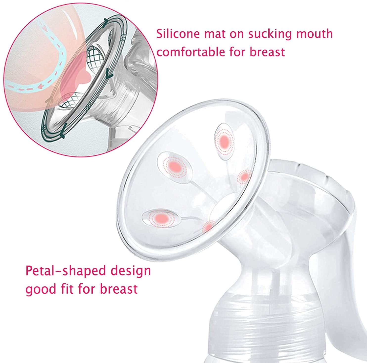 Yadala Manual Breast Pump, Portable Manual Postpartum Breastfeeding for Baby Feeding, White