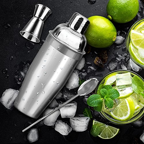 304 Stainless Steel Boston Cocktail Shaker Set - Etched Silver Pattern, Bartender Bar Tool