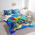 thumbnail image 2 of Feelyou Cartoon Dinosaur Letter K Print Bedding Comforter Set for Boys Girls, Cute Animal King Bedding Sets, Blue, Polkadot Reversible, 7 Pieces, 2 of 7