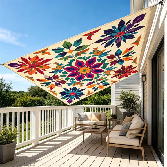 Sun Shade Sail Rectangle Printing UV Block Sunshade for Backyard Yard Deck Patio Garden Outdoor Activities and Facility 70*120in