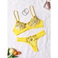 thumbnail image 4 of Ropa interior bordada transparente para mujer, lencería caliente, bragas íntimas, conjunto de dos piezas, amarillo, 4 of 5