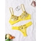 thumbnail image 3 of Ropa interior bordada transparente para mujer, lencería caliente, bragas íntimas, conjunto de dos piezas, amarillo, 3 of 4
