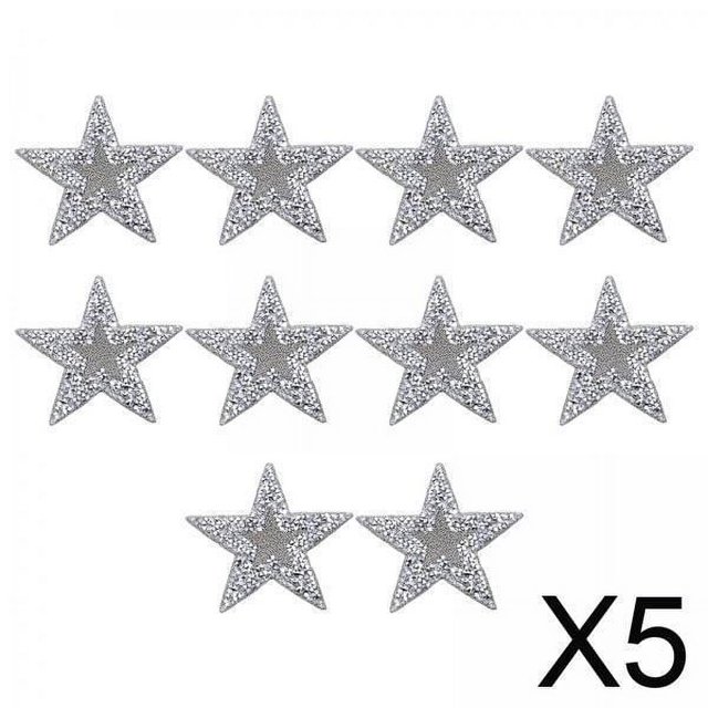 5x10x Parches De Estrellas De Diamantes De Imitación Apliques Reparación Accesorios De Costura Plata