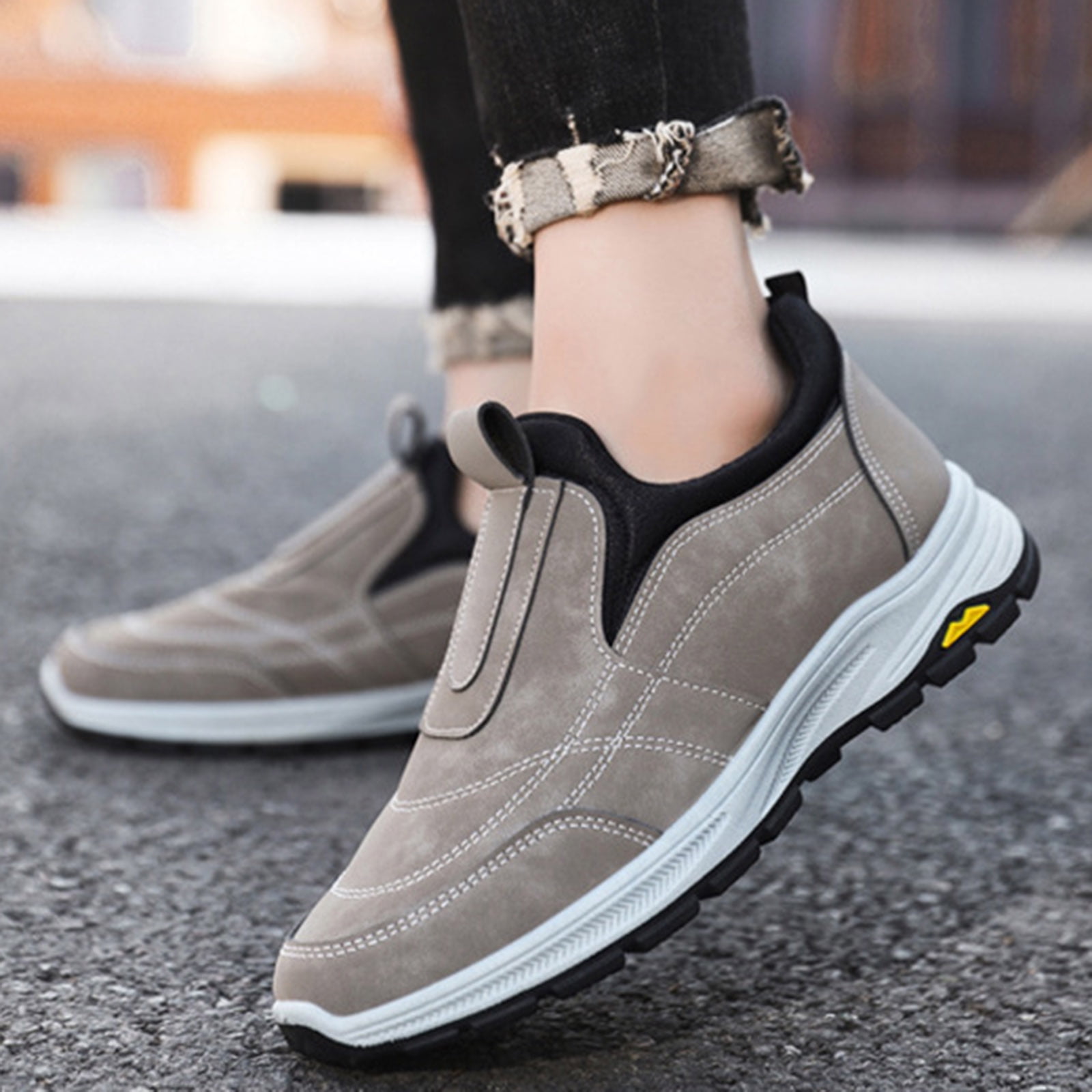 YLYL Men's Orthopedic Sneakers Slip on Wide Width Waterproof Non Slip Outdoor Hiking Walking Shoes