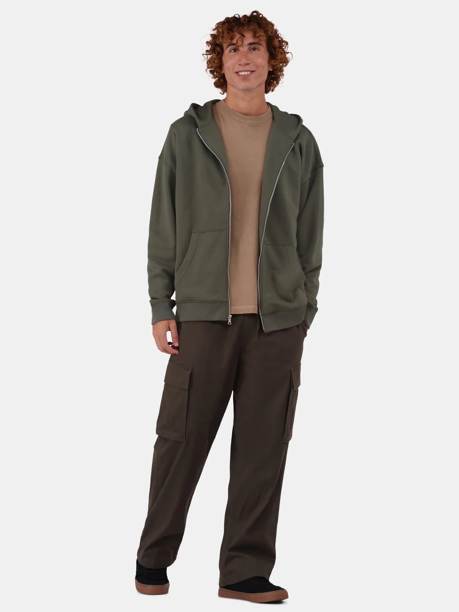 No Boundaries Zip Hoodie with Long Sleeves, Men's & Big Men's