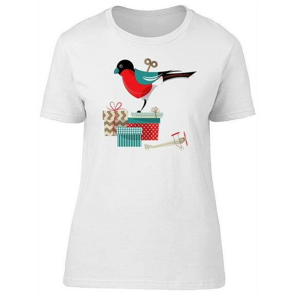 Cute Bullfinch Bird Witth Gifts T-Shirt Women -Image by Shutterstock, Female XX-Large