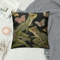 thumbnail image 2 of COMIO  Cozy Throw Pillow Cover Vintage Frogs Lotus Flowers and Butterfly Decorative Square Pillowcase Throw Cushion Case for Bedroom, Living Room, Sofa, Couch and Bed, 2 of 5
