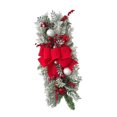 thumbnail image 4 of Corona de lágrima para puerta de entrada, adorno floral artificial, decoración de otoño con lazo para bodas, Navidad y primavera Flocado rojo, 4 of 9