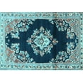 thumbnail image 1 of Ahgly Company Indoor Rectangle Medallion Light Blue Traditional Area Rugs, 6' x 9', 1 of 4