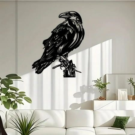 

Christmas Deal Modern Black Metal Pendant Art Home Decoration Living Room Fashion Crow Unique Personality Concept Pendant