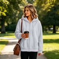 thumbnail image 4 of Lumtrix Hoodies For Women Zip Up Oversized Sweatshirt Fall Winter Casual Zipper Lightweight Cute Track Jackets With Pockets Light Gray L, 4 of 5
