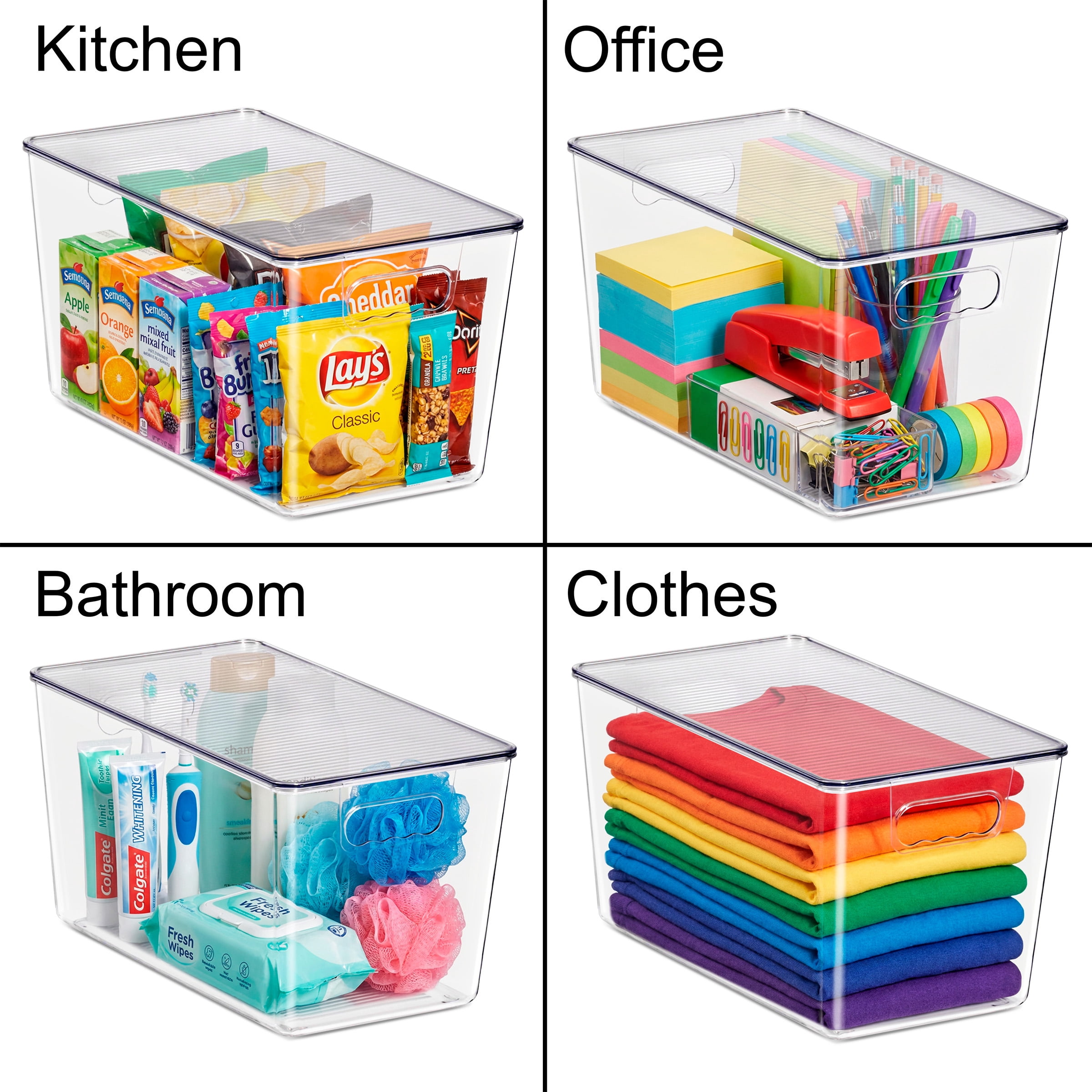 Sorbus Clear Storage Bins with Lids and Handles, X-Large BPA-Free Organizers, Set of 10