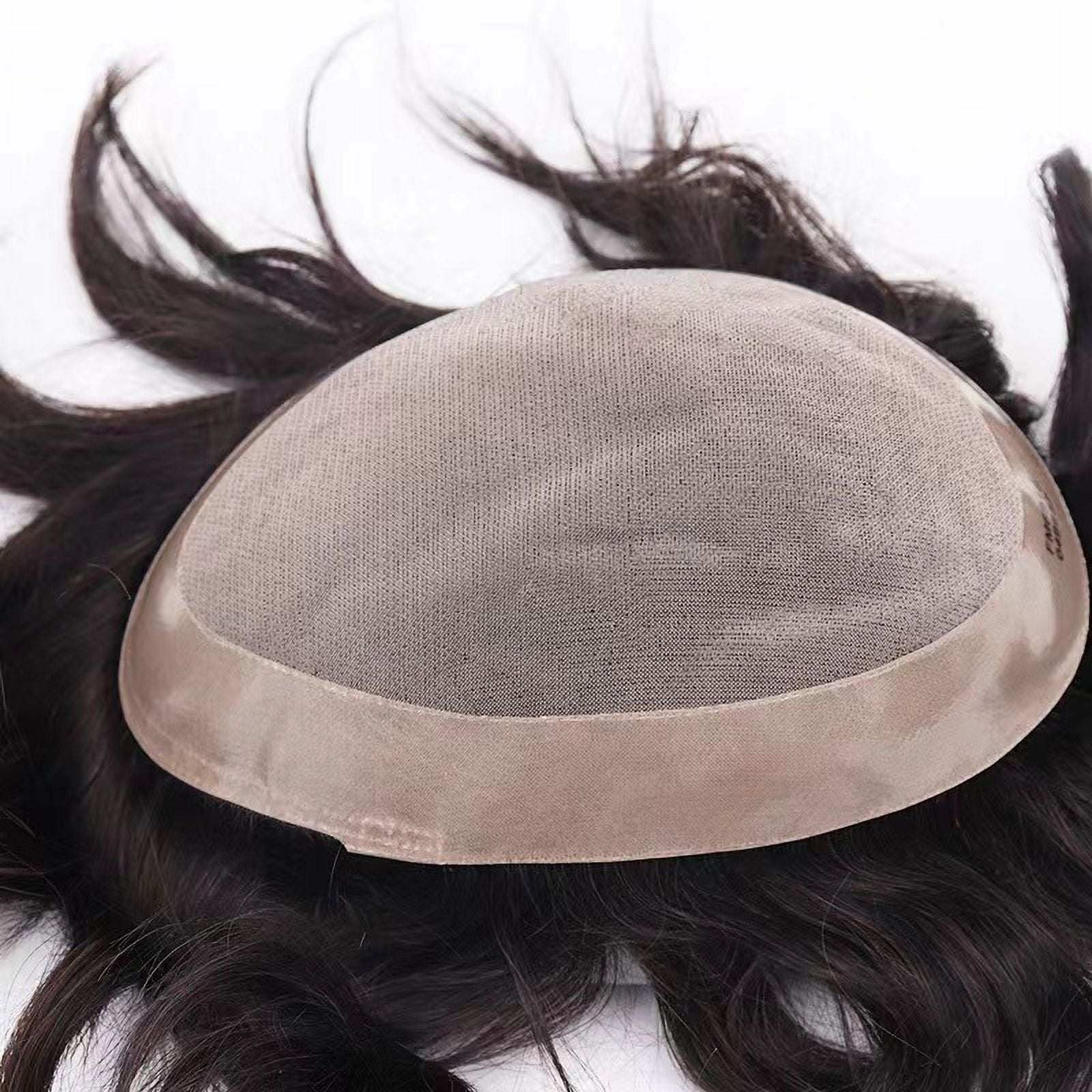 Fine Mono Base Men Toupee 100% Human Hair Hair Replacement System for Men Natural Black Straight Wig