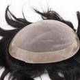thumbnail image 4 of Fine Mono Base Men Toupee 100% Human Hair Hair Replacement System for Men Natural Black Straight Wig, 4 of 7