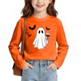thumbnail image 5 of Qingpeng Kids Halloween Theme Pullover Tee Shirt Cute Ghost with Bat Graphic Long Sleeve Crewneck Top, 5 of 6