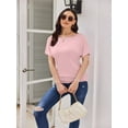 thumbnail image 7 of Womens Casual T Shirts Dolman Top Breathable Basic Short Sleeve Shirts Boat Neck Ruched Tops Summer Lightweight Clothes, 7 of 7