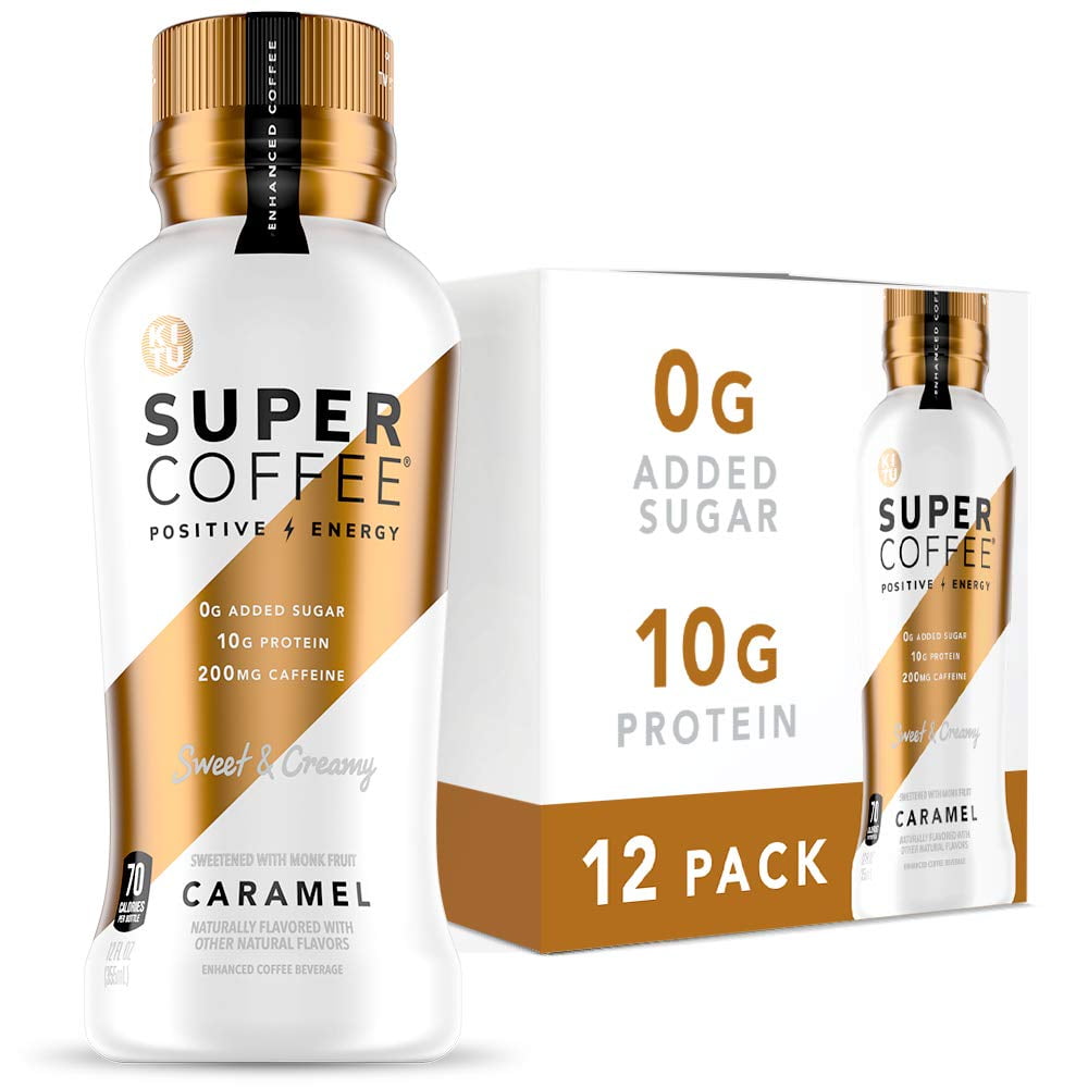 Kitu Caramel Super Coffee with 0g Sugar, Protein, and MCT Oil (12 Pack