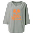 thumbnail image 4 of Blusa De Mujer Con Cuello En V Y Estampado De Algodón Y Lino Con Manga Tres Cuartos Fridja  hj3296, 4 of 5