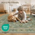 thumbnail image 4 of ODIKA 8'x10' Washable Area Rug Design With Distressed Floral Medallion Grid Vintage Farmhouse Refined for King Size Bedroom Under Bed, Master Suite, Non-Shedding, Easy Care, 4 of 7