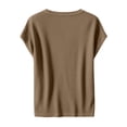 thumbnail image 5 of Lumtrix Womens Henley Sweaters Casual Cap Sleeve Tops Summer Business Work Loose Fitted Shirts Khaki S, 5 of 5