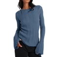 thumbnail image 3 of Womens Bell Long Sleeve Tops Going Out Knitted Pullover Sweater 2025 Fall Fashion Lightweight Winter Shirts, 3 of 6