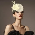 thumbnail image 4 of 2Pcs Mini Hat Hair Clip Feather Fascinator Derby Cocktail Tea Party Headwear for Women Ladies, 4 of 7