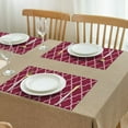 thumbnail image 3 of Burgundy Geometric Quatrefoil Pattern Summer Placemats Table Placemats Set Of 4-Linen Kitchen Washable Placemats Table Mats 11.8"x17.7" Non-Slip Heat Resistant, 3 of 6