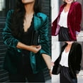 thumbnail image 2 of BVOFAR Womens Velvet Blazers Business Casual Open Front Single Breasted Suit Jackets Work Office Notch Lapel Cardigan Trendy Outwear for Party Evening, 2 of 9