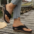 thumbnail image 2 of CIENVNSTG Wedge Sandals For Women Pu Upper Rhinestone Floral Wedge Thong Sandals Vintage Wide Width Flip Flops Casual Boho Slipper Black 36, 2 of 4