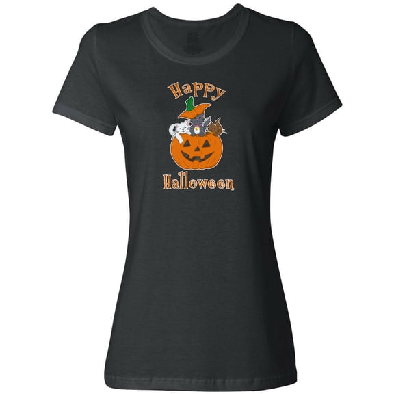 Inktastic Happy Halloween Kittens in Pumpkin Women's T-Shirt