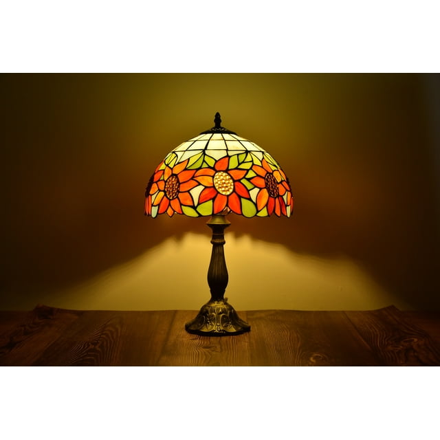 Tiffany Style Desk Lamp Table Bedside LED Lamp Shades Bedroom Stained-Glass 18.1'' Height Multi-color
