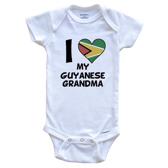 I Heart My Guyanese Grandma Guyana Flag Baby Bodysuit, 0-3 Months White