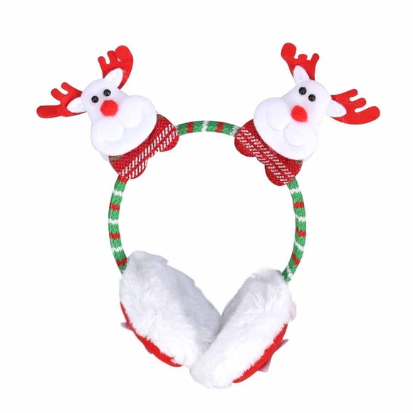 Orejeras de Navidad Calentador de orejas peludas Cubiertas de orejas de invierno Disfraces de Navidad Sombreros Artículos de fiesta (alces)
