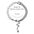 thumbnail image 4 of Fashion White Cat Eye Beads Bracelets Ins Style Stainless Steel Layered Bracelets for Men Women, YQZIYOU, 4 of 4
