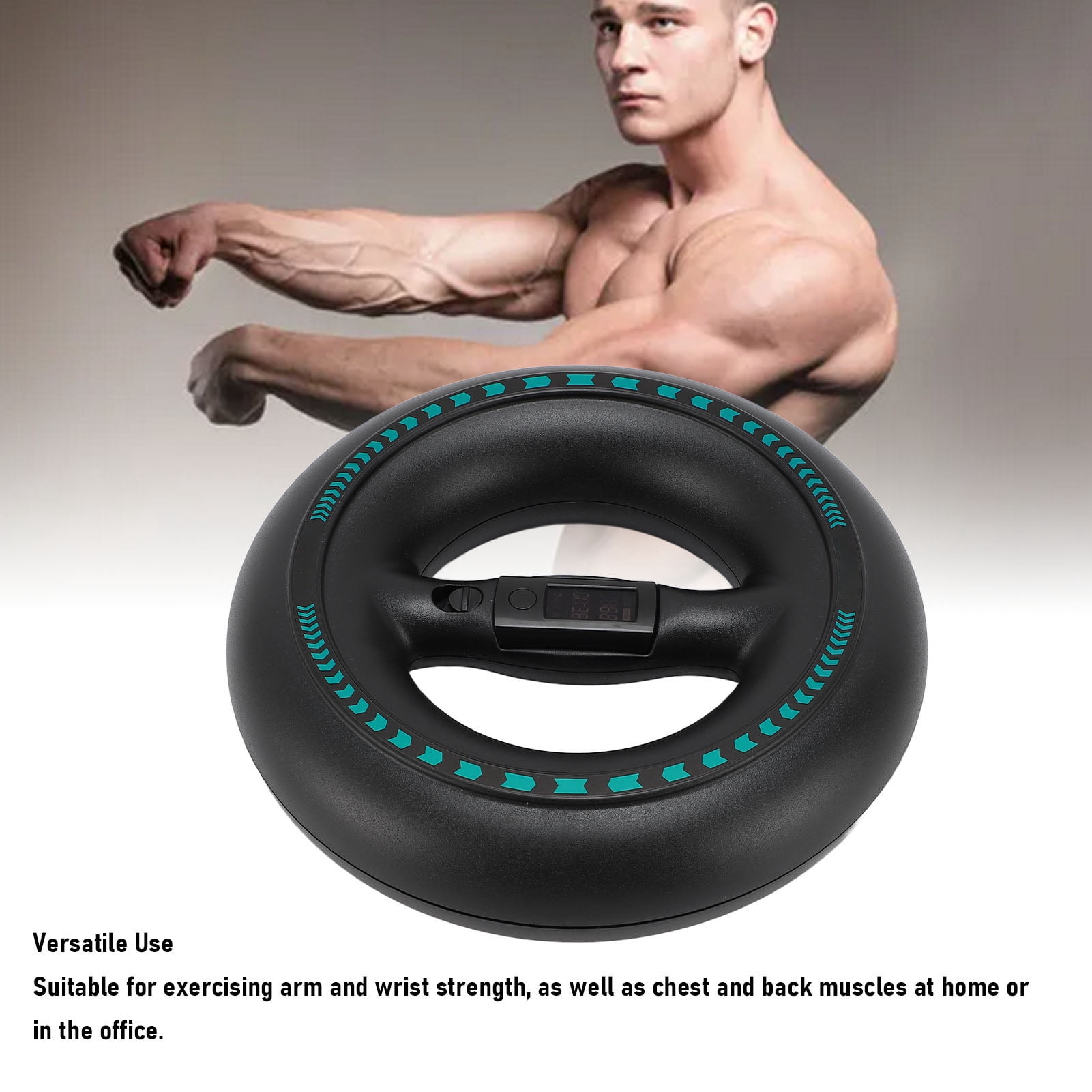 YAHHU Wrist Trainer Ball Smart Display Curved Handle Enhanced Grip Wrist Strengthener Forearm Exerciser Ball for Arm Finger Chest Back Muscle, Peacock Blue, 9.06 inches / 23 cm