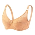 thumbnail image 2 of Gymayou Women Wireless Thin Floral Lace Minimizer Bra Breathable Full Coverage Adjustable Straps Anti-Sagging Bras Beige 34, 2 of 4