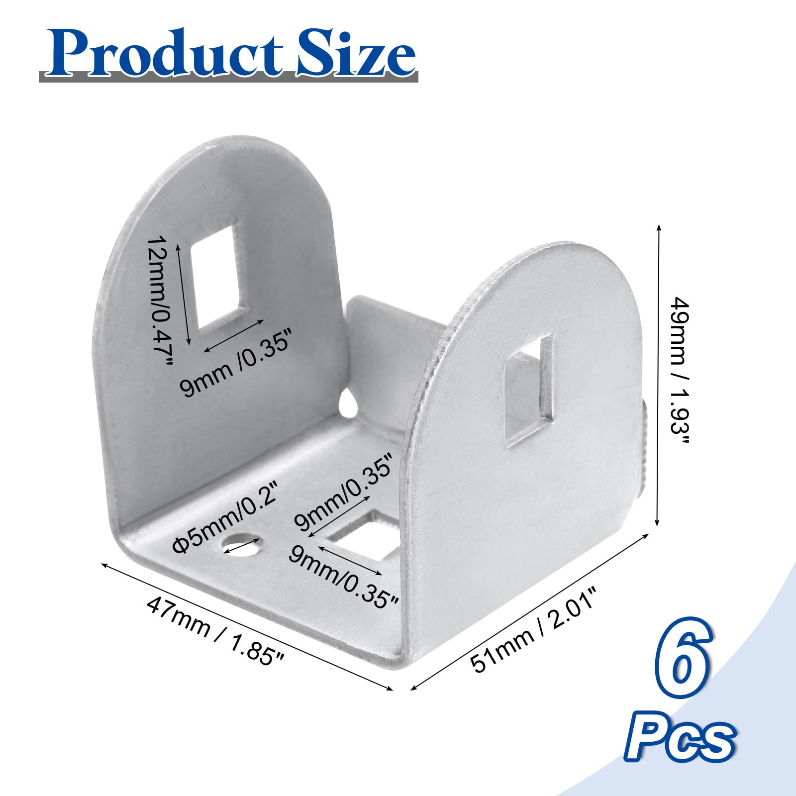 6pcs U Bracket for 2.01" Panels, 47x51x49mm Metal U Shaped Fasteners Brackets