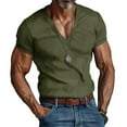 thumbnail image 5 of WTXUE T-Shirts Short Sleeve, V-Neck Shirts for Men Spring Summer Corduroy V-Neck T Shirt T Shirt Solid Casual Tops for Men Fern Green 3XL, 5 of 8