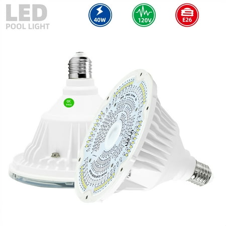 

Inground Swimming Pool LED Light Bulb 120V 40W RGBW Remote Control E26 Replacement for Pentair and Hayward