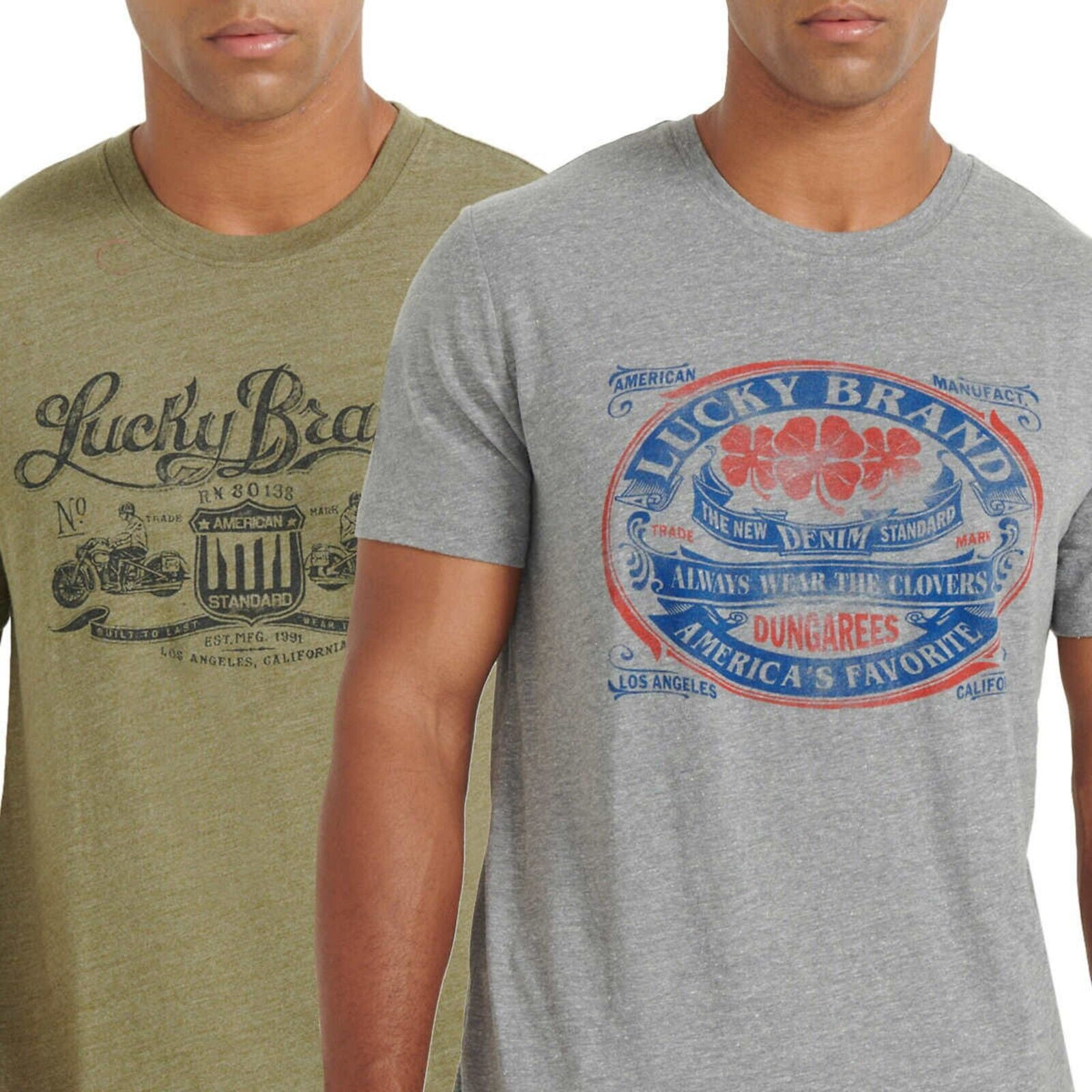 Lucky Brand Men's 2-Pack Logo Graphic Print Tee Soft Cotton Blend Jersey  Short Sleeve T-Shirt