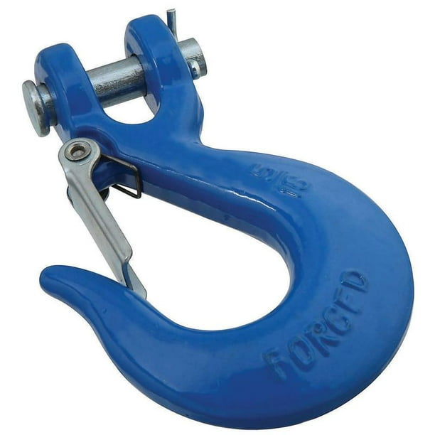 Clevis Slip Hook With Latch, Blue, 5/16In.