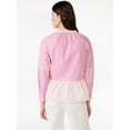 thumbnail image 3 of Free Assembly Women's V-Neck Peplum Top with Long Sleeves, Sizes XS-XXXL, 3 of 7